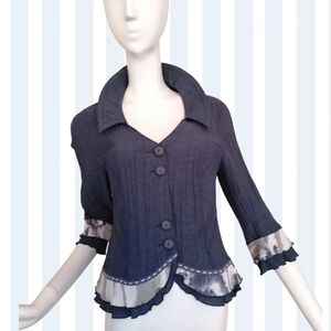 Chic Charcoal Button-Down Women's Blouse